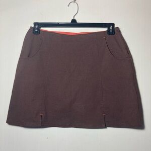 Title Nine Brown Skort W/Orange Liners Invisible Side Zipper Pockets Size 10